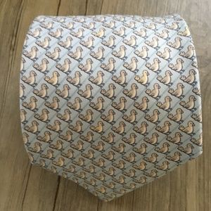 Authentic & Rare Hermes silk "white doves" tie